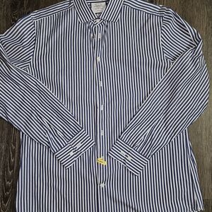 Slim Fit Charles Tyrwhitt Blue and White Vertical Stripe Dress Shirt